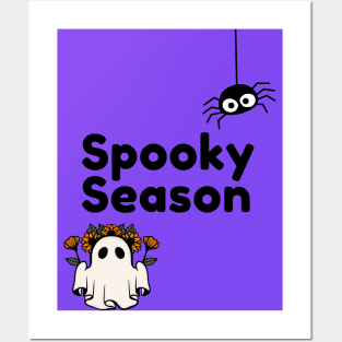 Spooky Season Halloween Fun Ghost and Spider Posters and Art